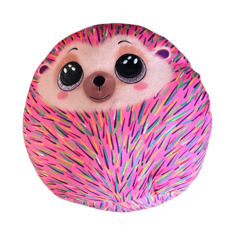 Ty Squish-A-Boos Hildee Hedgehog Pink Rainbow Plush Pillow Glitter Eyes 14"